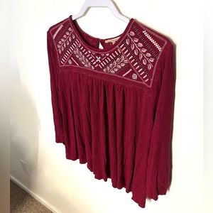 MY DANIELLE babydoll style blouse. Dark magenta. Size XL. EUC.